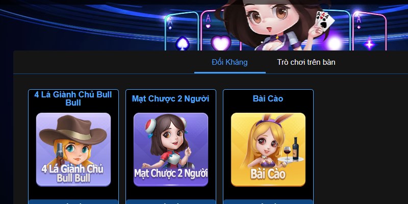 Sảnh DB trong Game đối kháng cung cấp 3 trò chơi